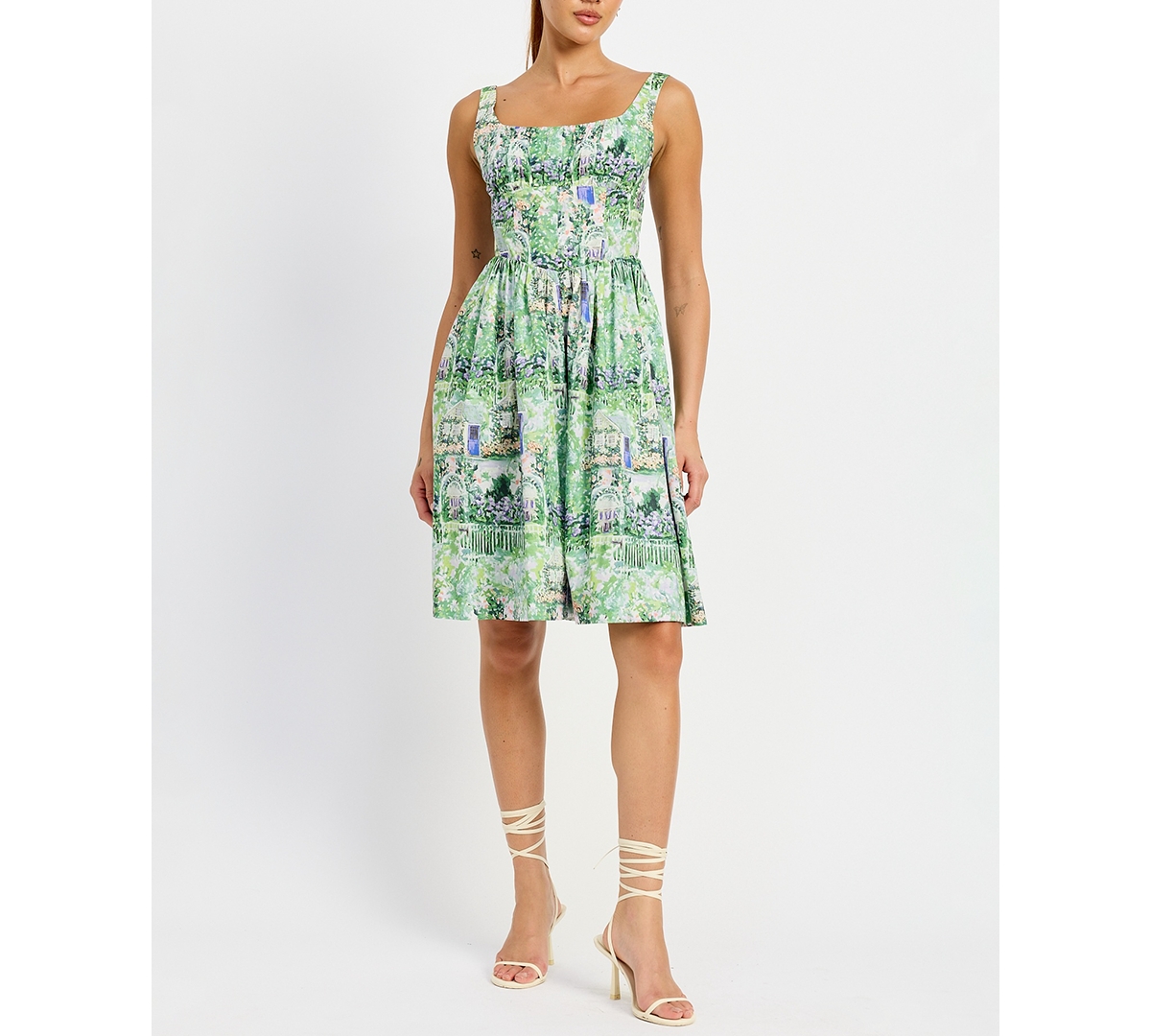 Women's Molly Corset-Bodice Flared Dress - Green Violet