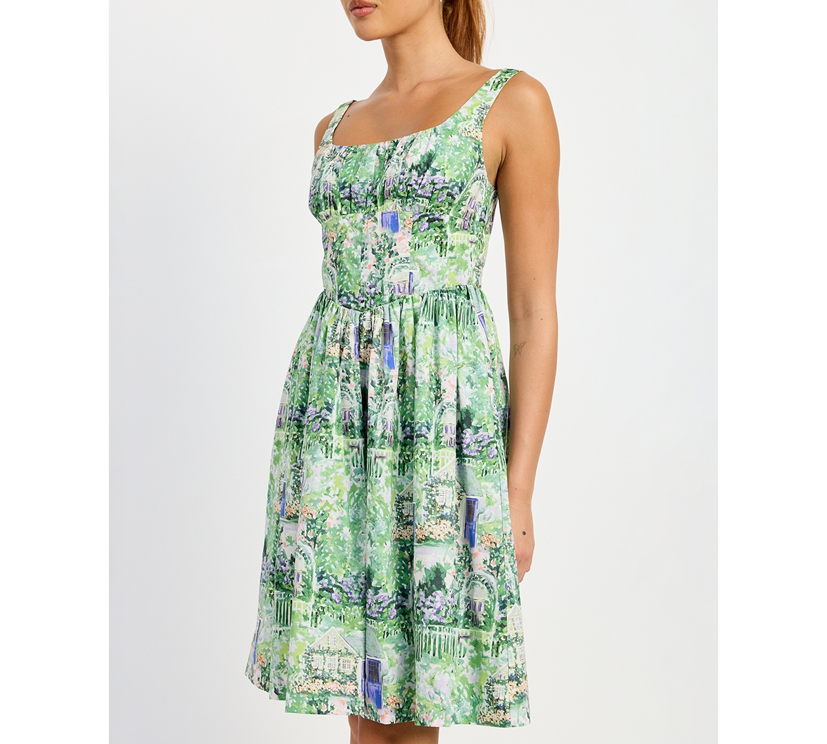 En Saison Women's Molly Corset-bodice Flared Dress In Green Violet
