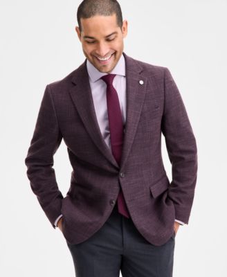 Ted by Ted Baker - Men's Modern-Fit Maroon Textured Sport Coat