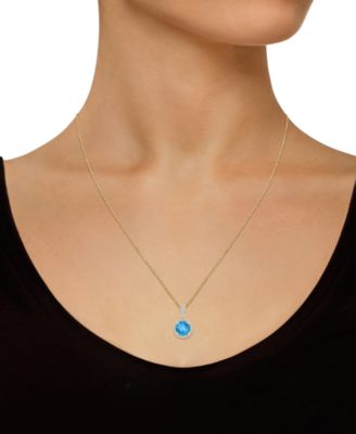 Lab-Created Amethyst (1-1/4 ct. t.w.) & Lab-Created White Sapphire (1/6 ct. t.w.) Halo 18" Pendant Necklace in 14k Gold (Also in Additional Gemstones)