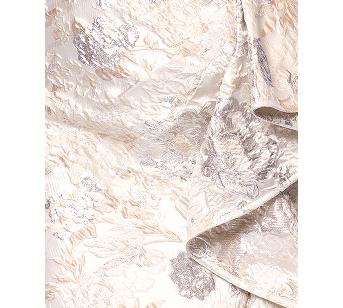 Xscape Evenings Metallic Floral Jacquard One-shoulder Sheath Gown In Champagne