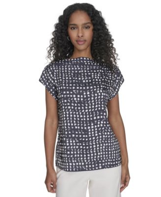 Calvin Klein - Women's Printed Mock-Neck Top