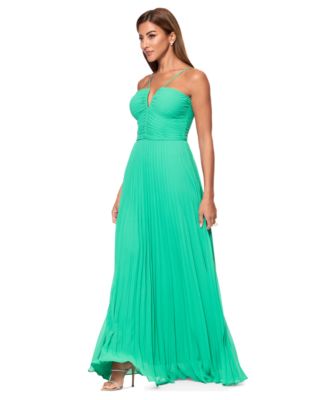 XSCAPE Petite Halter-Neck Sleeveless Chiffon Gown Macy's