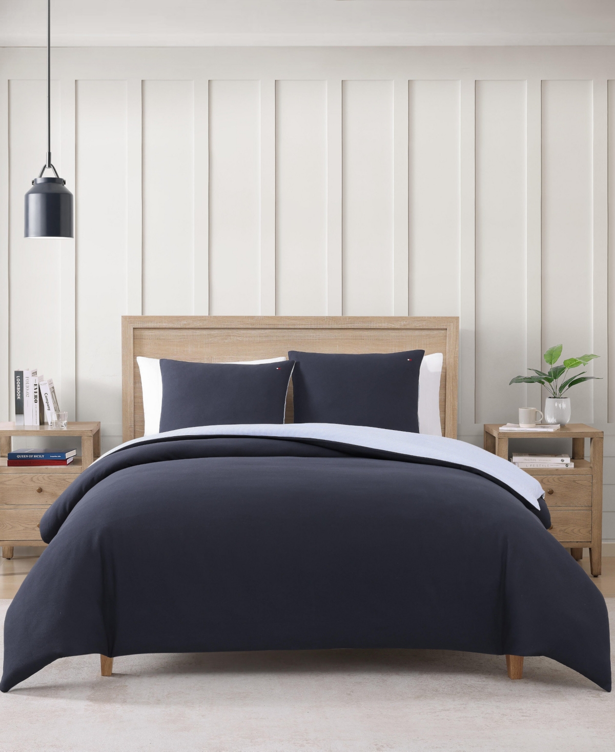 Tommy Hilfiger Micro Pique 3-pc. Duvet Cover Set, Full/queen In Navy