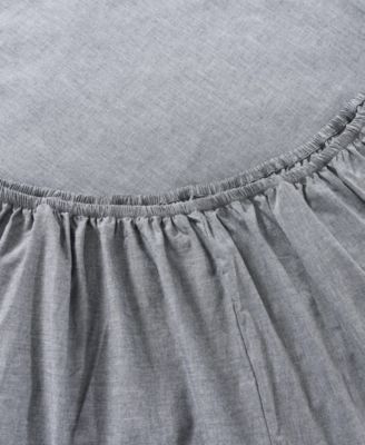 Solid 144-Thread Count Cotton Chambray Washed 3-Pc. Sheet Set, Twin XL