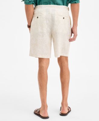 Men's Paisley Pleated Linen 9" Shorts, Exclusively at Macy's