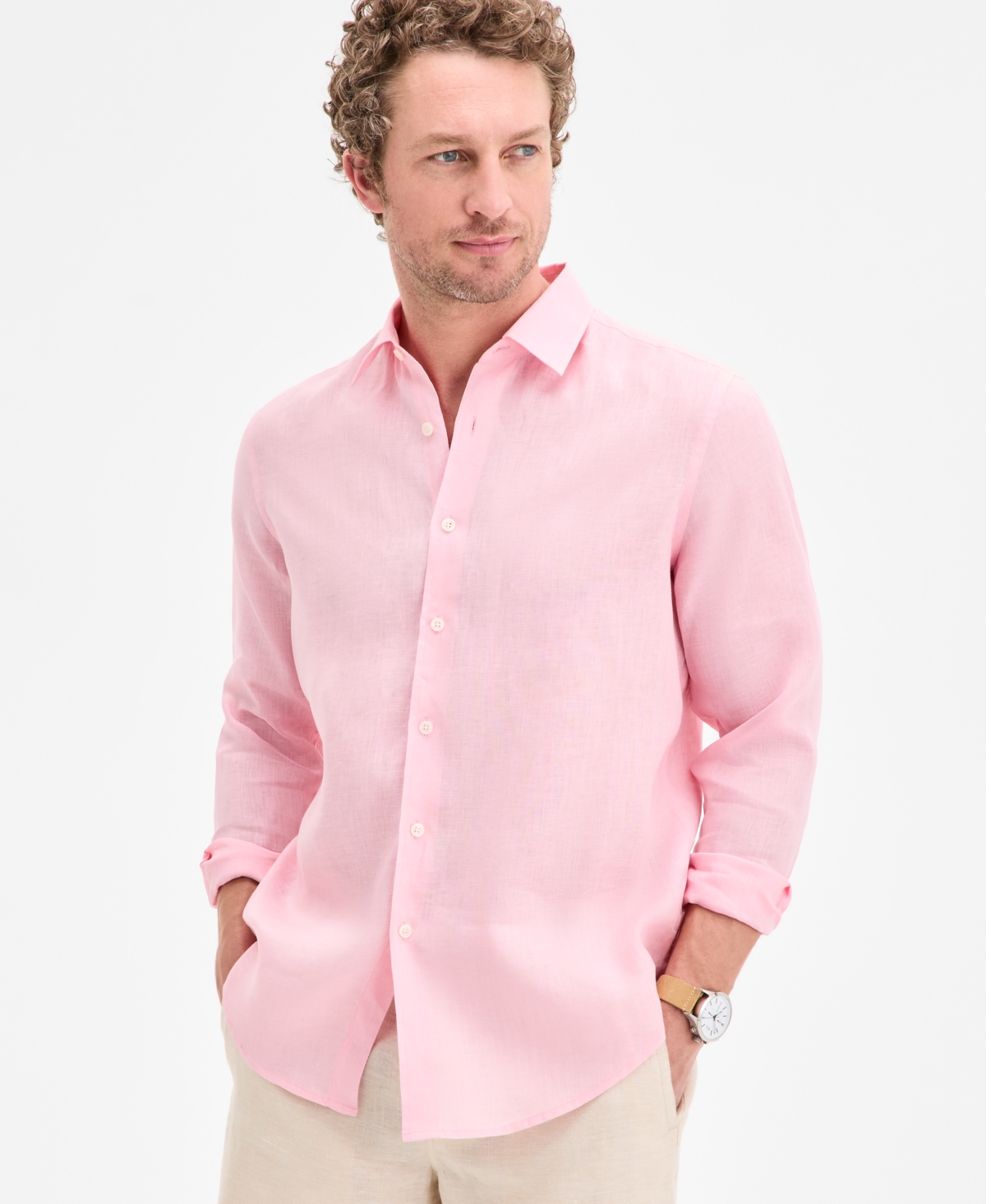 Club Room Men's 100% Linen Shirt, Created For Macy's