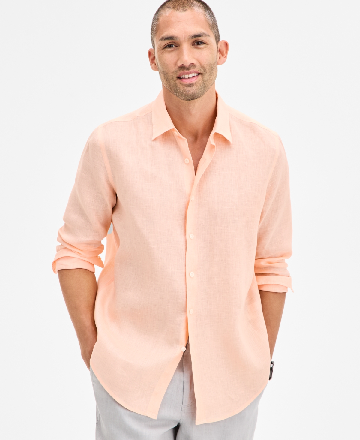 Club Room Men's 100% Linen Shirt, Created For Macy's