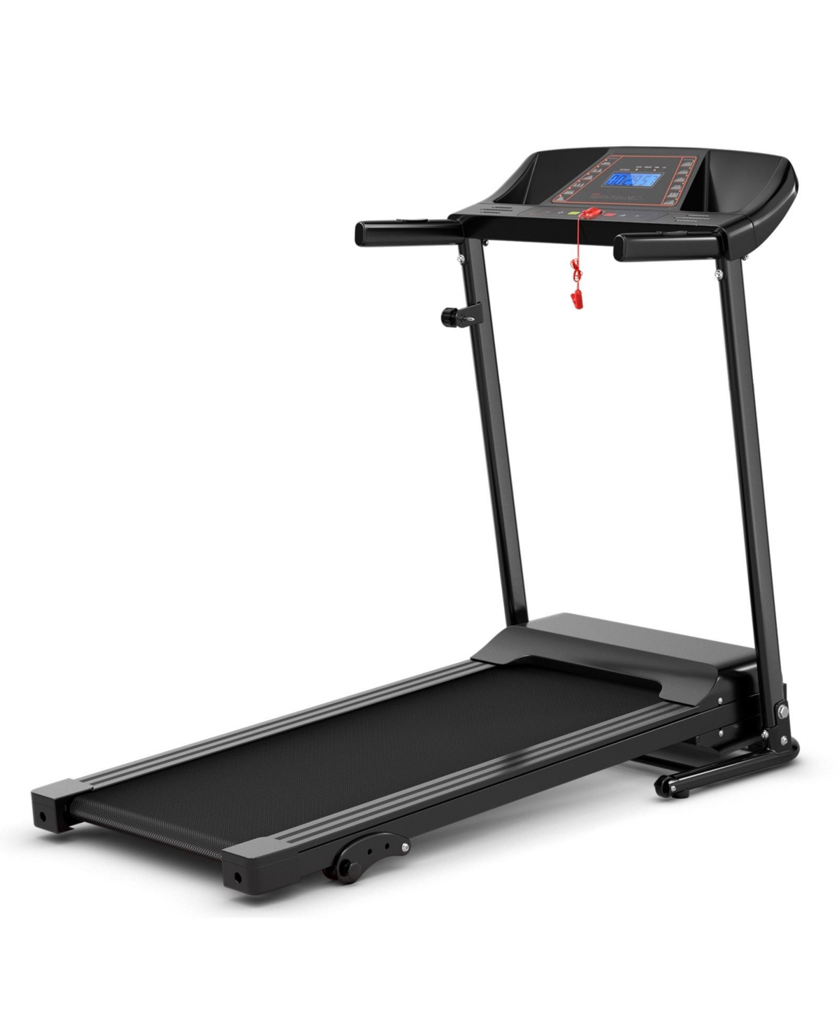 Electric Foldable Treadmill with Lcd Display and Heart Rate Sensor - Black