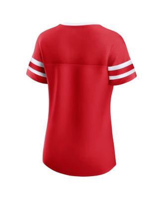 Women's Red Detroit Red Wings Iconic Athena Lace-Up T-Shirt