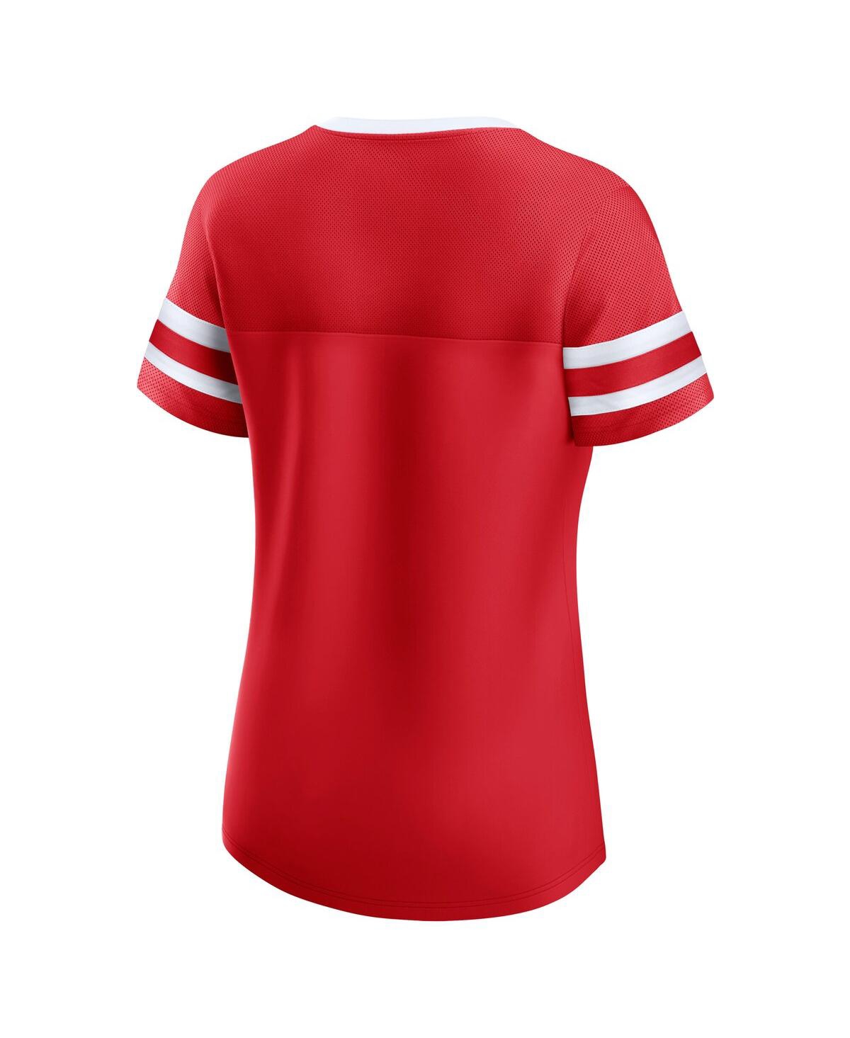 Fanatics Women's Red Detroit Red Wings Iconic Athena Lace-up T-shirt In Red
