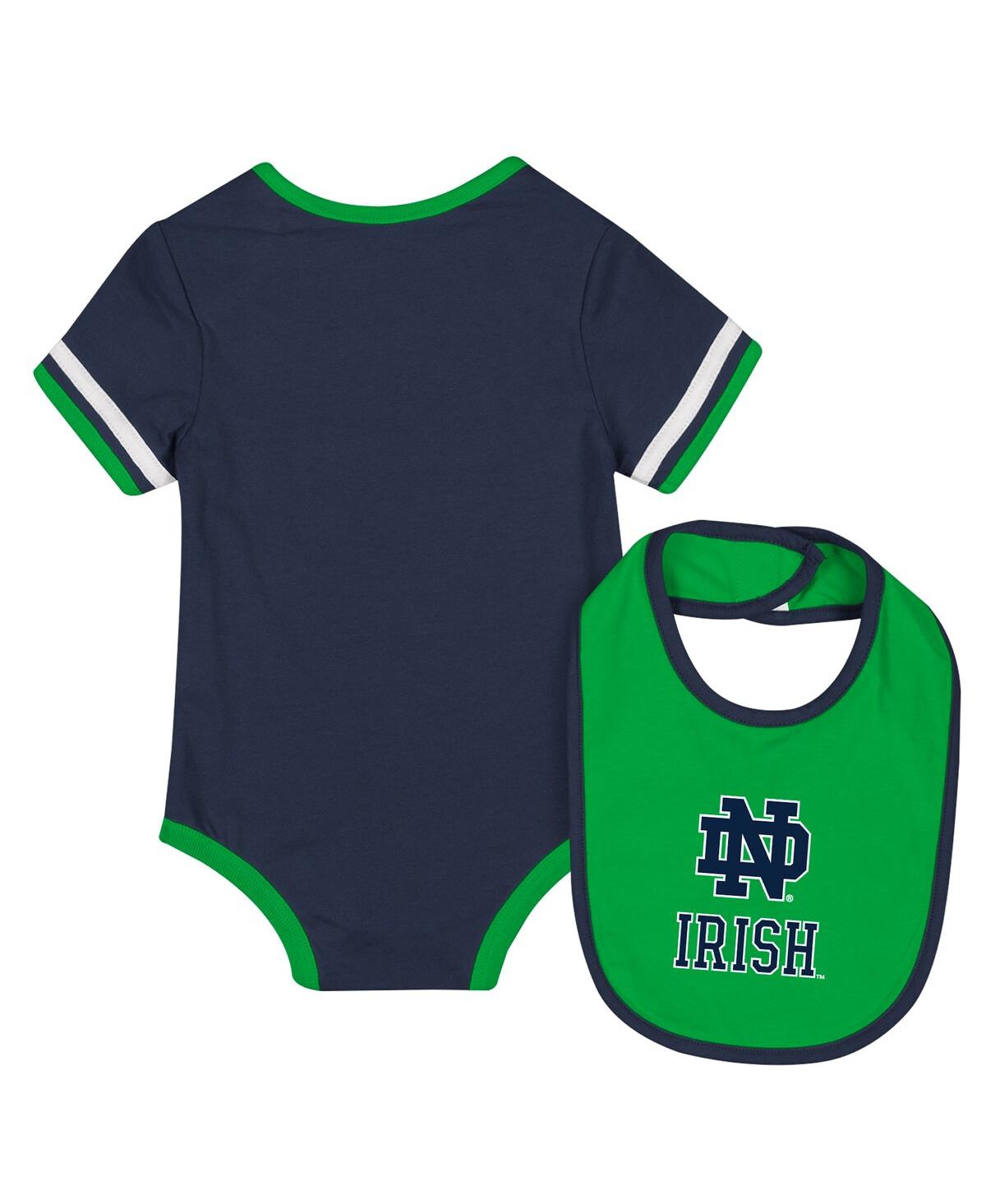 Colosseum Baby Boys And Girls 2-piece Navy Notre Dame Fighting Irish Bodysuit And Bib Set In Navy