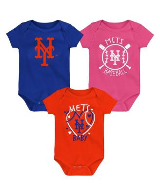 Outerstuff - Baby Boys and Girls Blue New York Mets Slide Home Bodysuit Set of 3