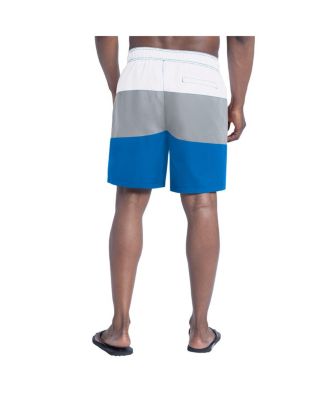 Men's Blue/Silver Detroit Lions Sunrise Volley Swim Shorts