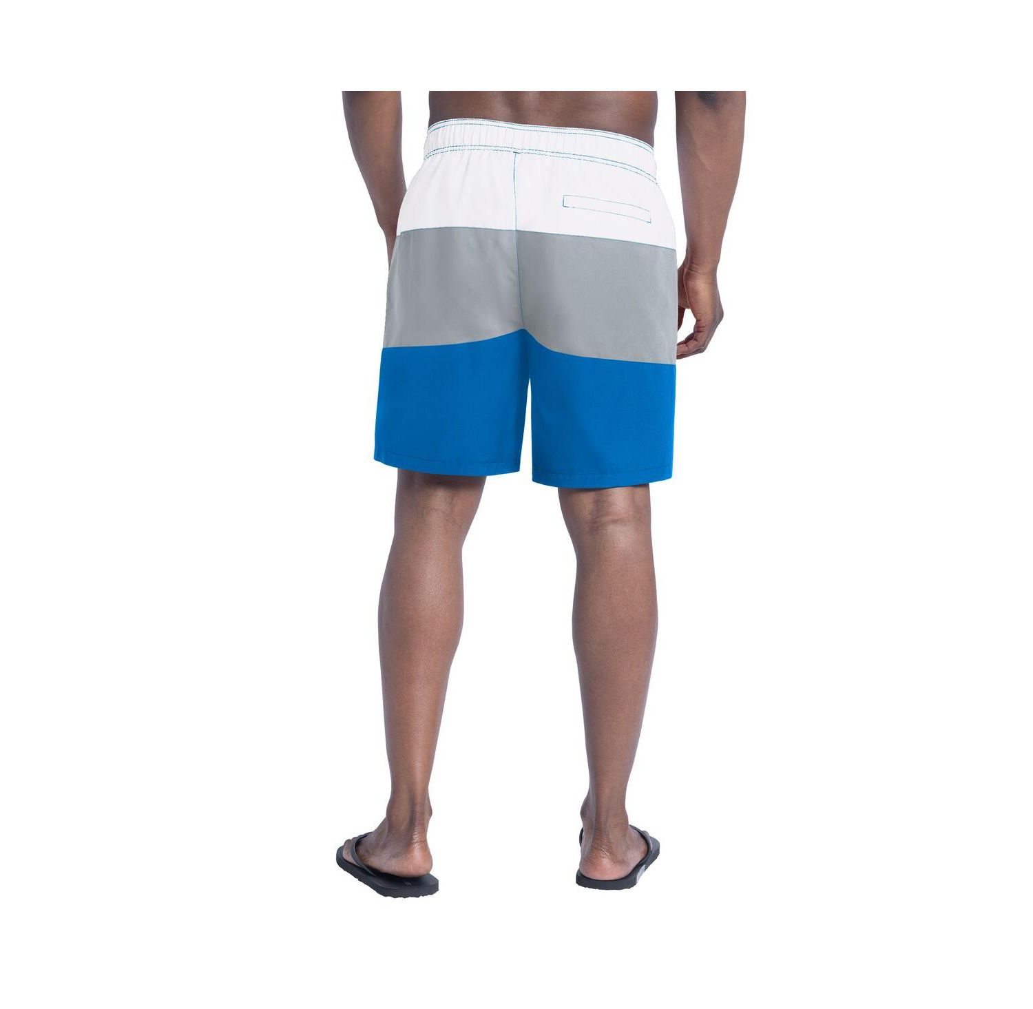Men's Blue/Silver Detroit Lions Sunrise Volley Swim Shorts