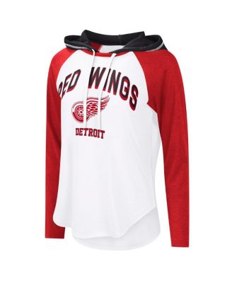 Women's White Detroit Red Wings VIP Raglan Long Sleeve Hoodie T-Shirt