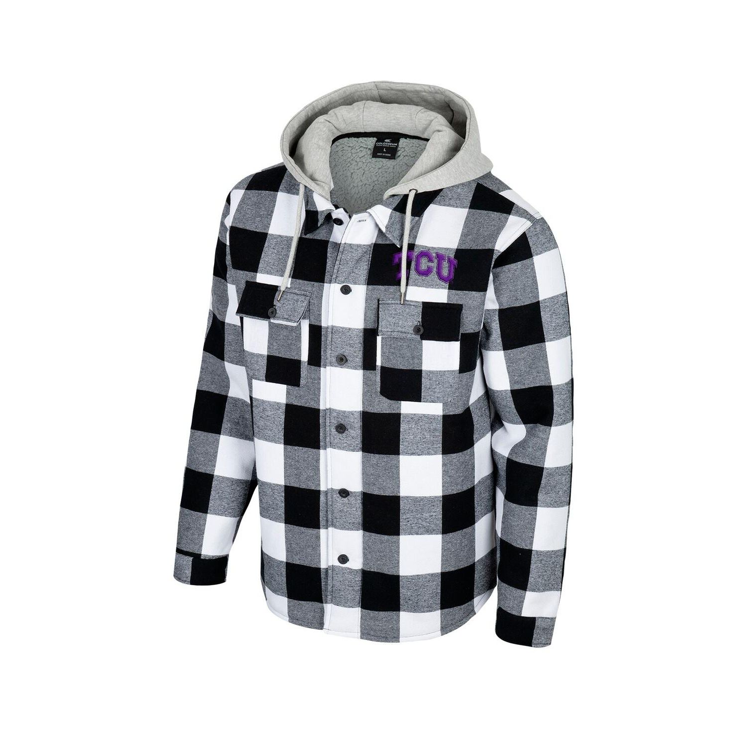 Men's Black/White TCU Horned Frogs Buffalo Plaid Full-Zip Jacket