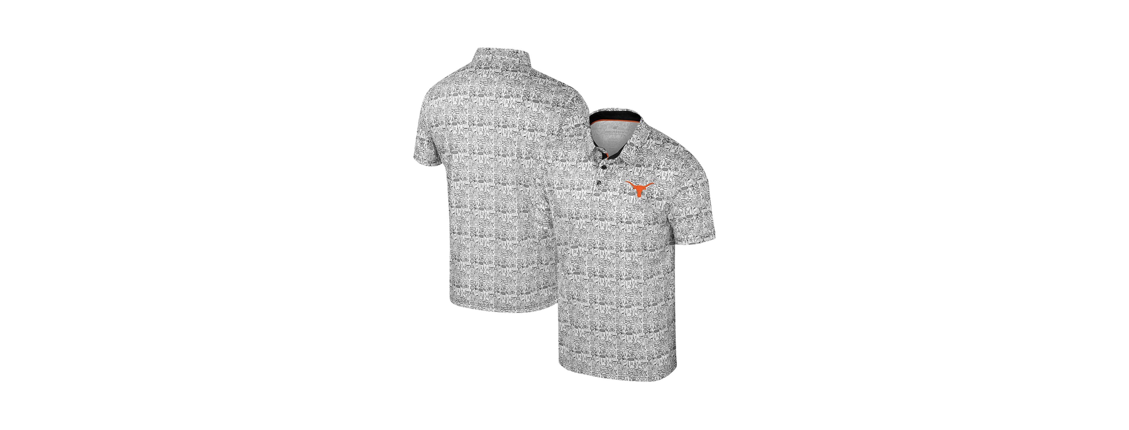 Colosseum Men's Black/White Texas Longhorns Big Tall Allover Polo Shirt