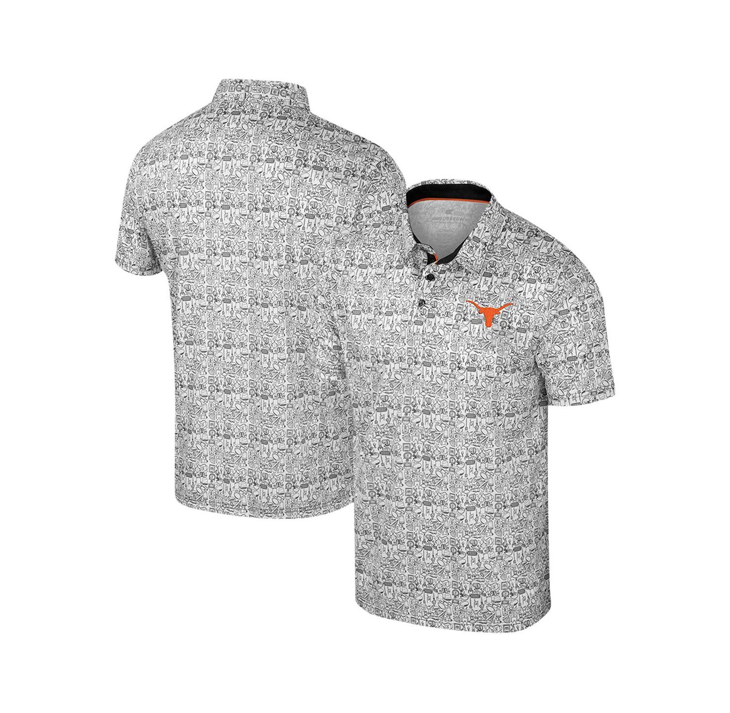 Men's Black/White Texas Longhorns Big & Tall Allover Polo Shirt