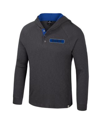 Men's Charcoal Duke Blue Devils DuJour Raglan Long Sleeve Henley Hoodie T-Shirt