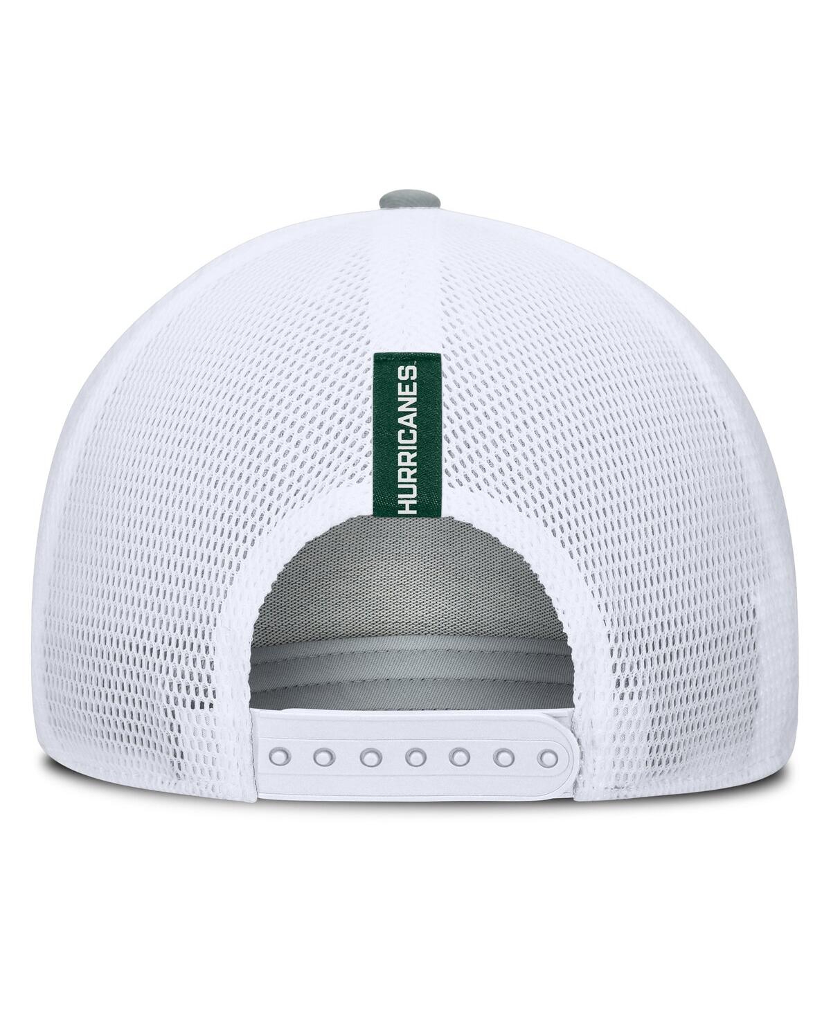 Fanatics Men's Heather Gray/green Miami Hurricanes Profile Trucker Adjustable Hat In Heather Gray,green