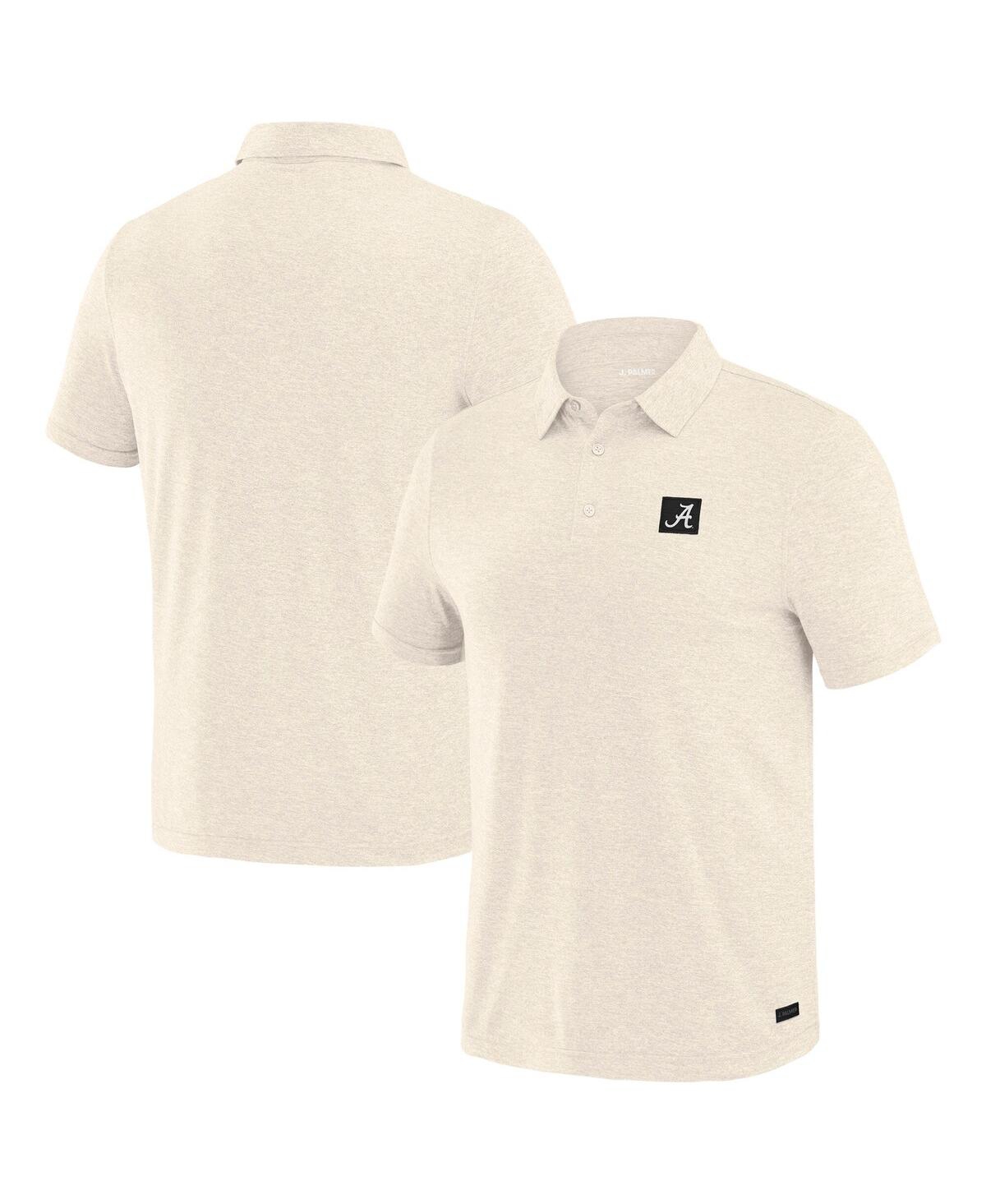 Men's White Alabama Crimson Tide Four Down Polo Shirt - Tan