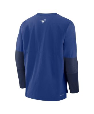 Men's Royal/Navy Toronto Blue Jays Authentic Collection Lightweight Player Tri-Blend Performance Pullover Sweatshirt