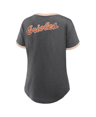 Women's Black Baltimore Orioles Binge Worthy Stadium Slub V-Neck Top