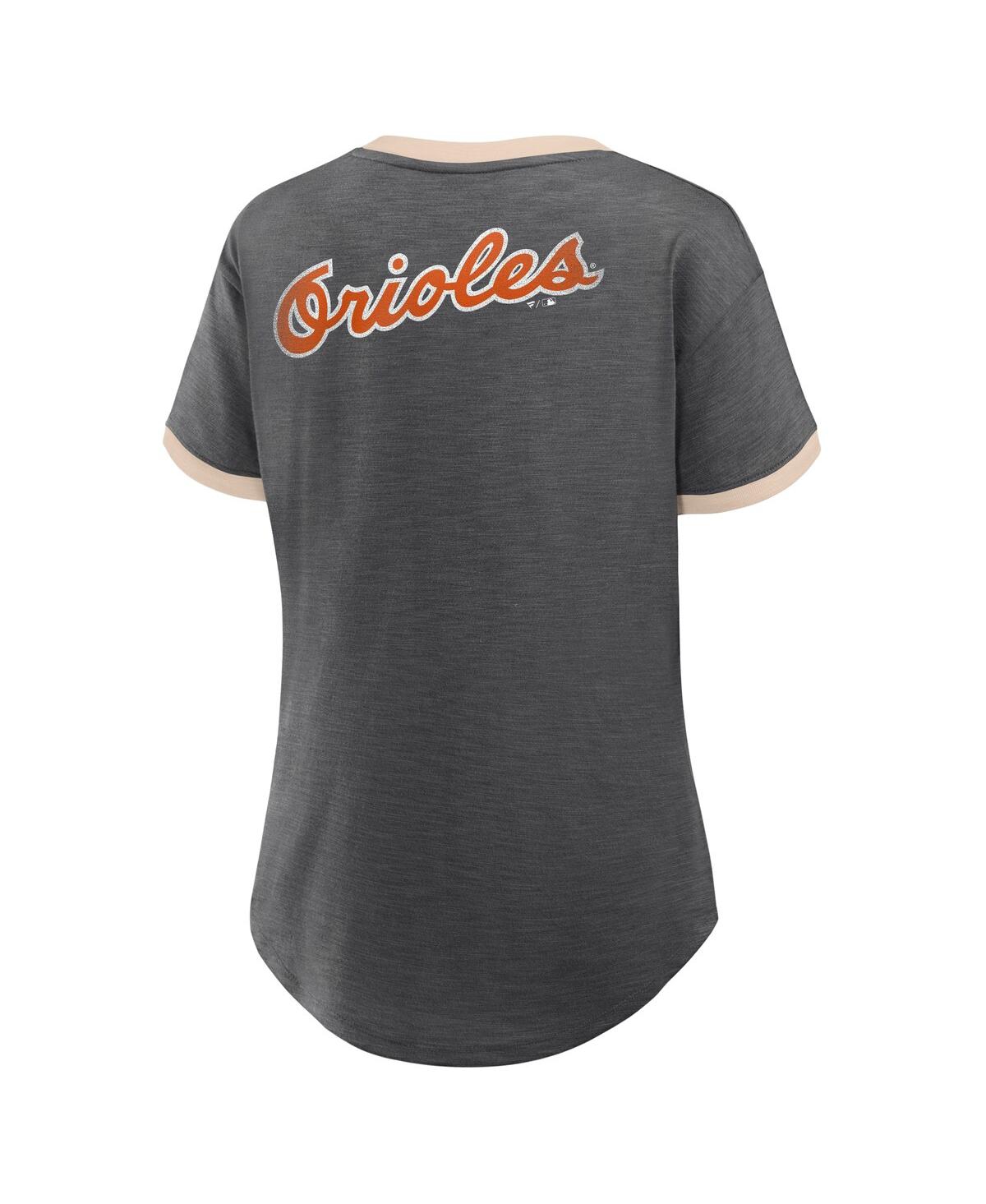 Fanatics Women's Black Baltimore Orioles Binge Worthy Stadium Slub V-neck Top In Black