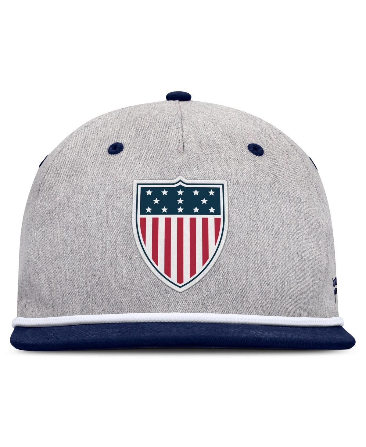 Fanatics Men's Heather Gray/navy Team Usa Eagle Snapback Hat In Heather Gray,navy