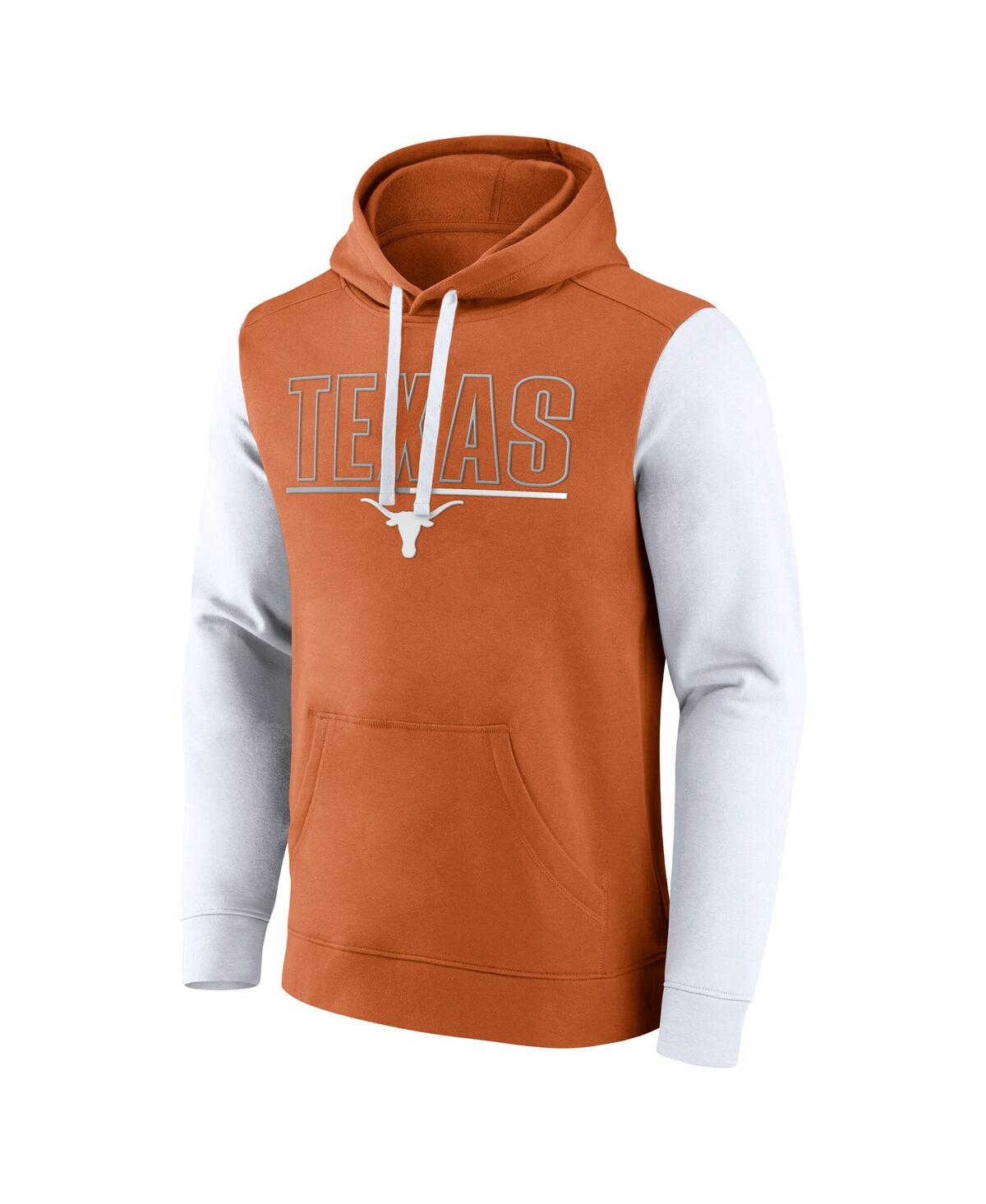 Fanatics Men's Texas Orange/white Texas Longhorns Outline Pullover Hoodie In Orange,white