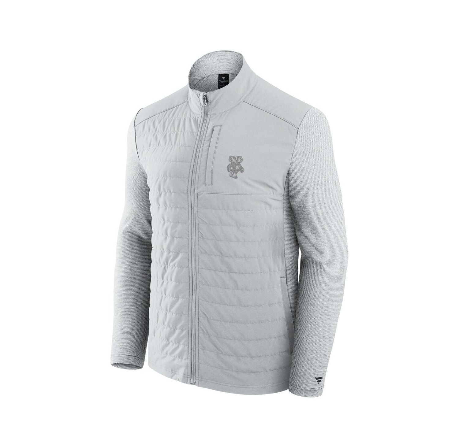 Men's Gray Wisconsin Badgers Tonal Primary Logo Full-Zip Jacket