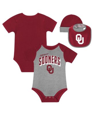 Baby Boys and Girls 3-Piece Oklahoma Sooners Dynamic Duo Bodysuit, Bib and Cuffed with Knit Hat Set