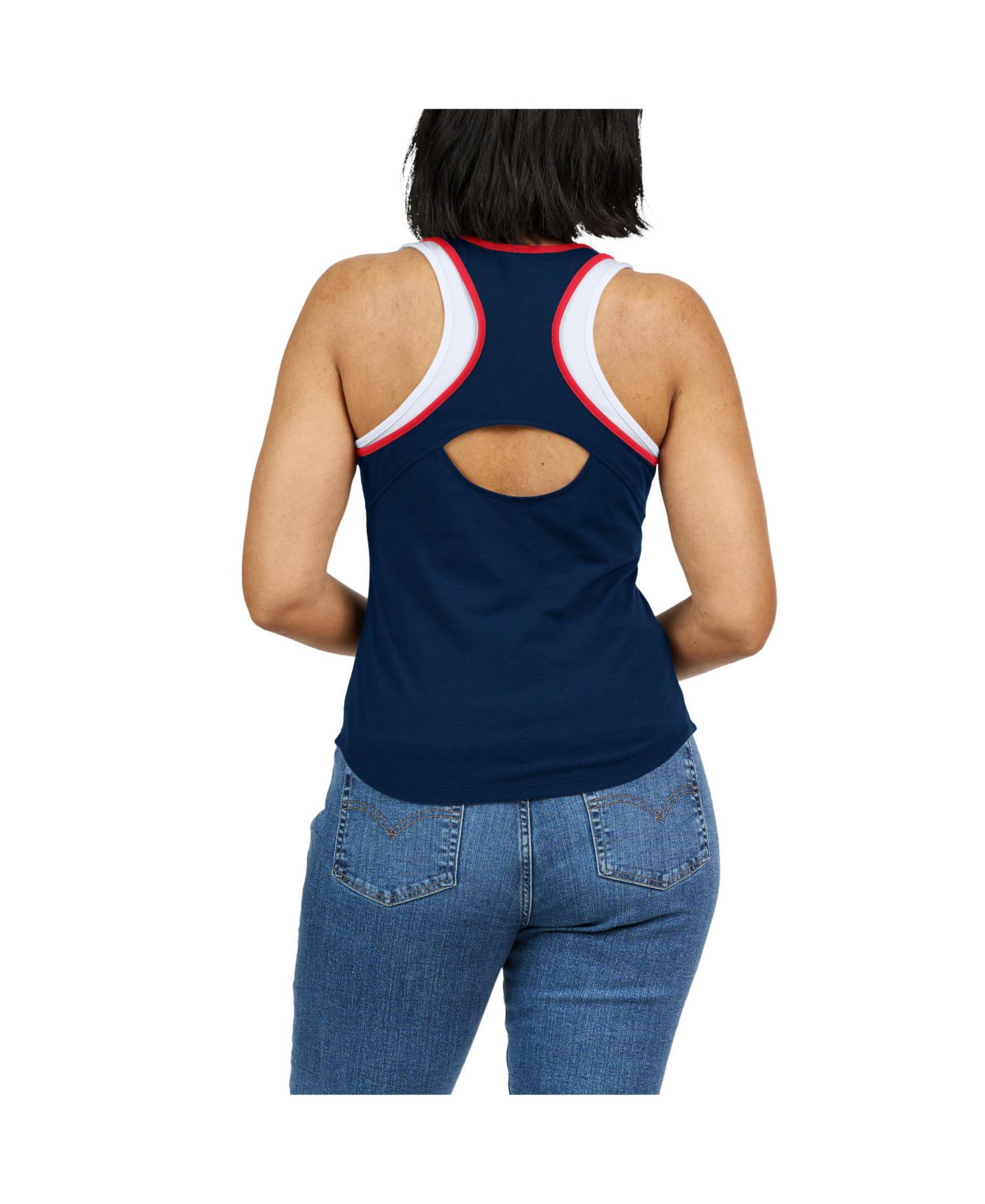 Women's Navy Boston Red Sox Color Block Racerback Tank Top