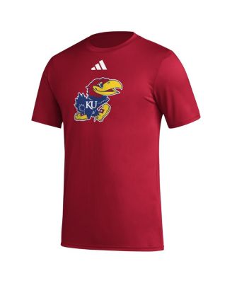Men's Red Kansas Jayhawks Primary Locker Logo Pre-Game AEROREADY T-Shirt
