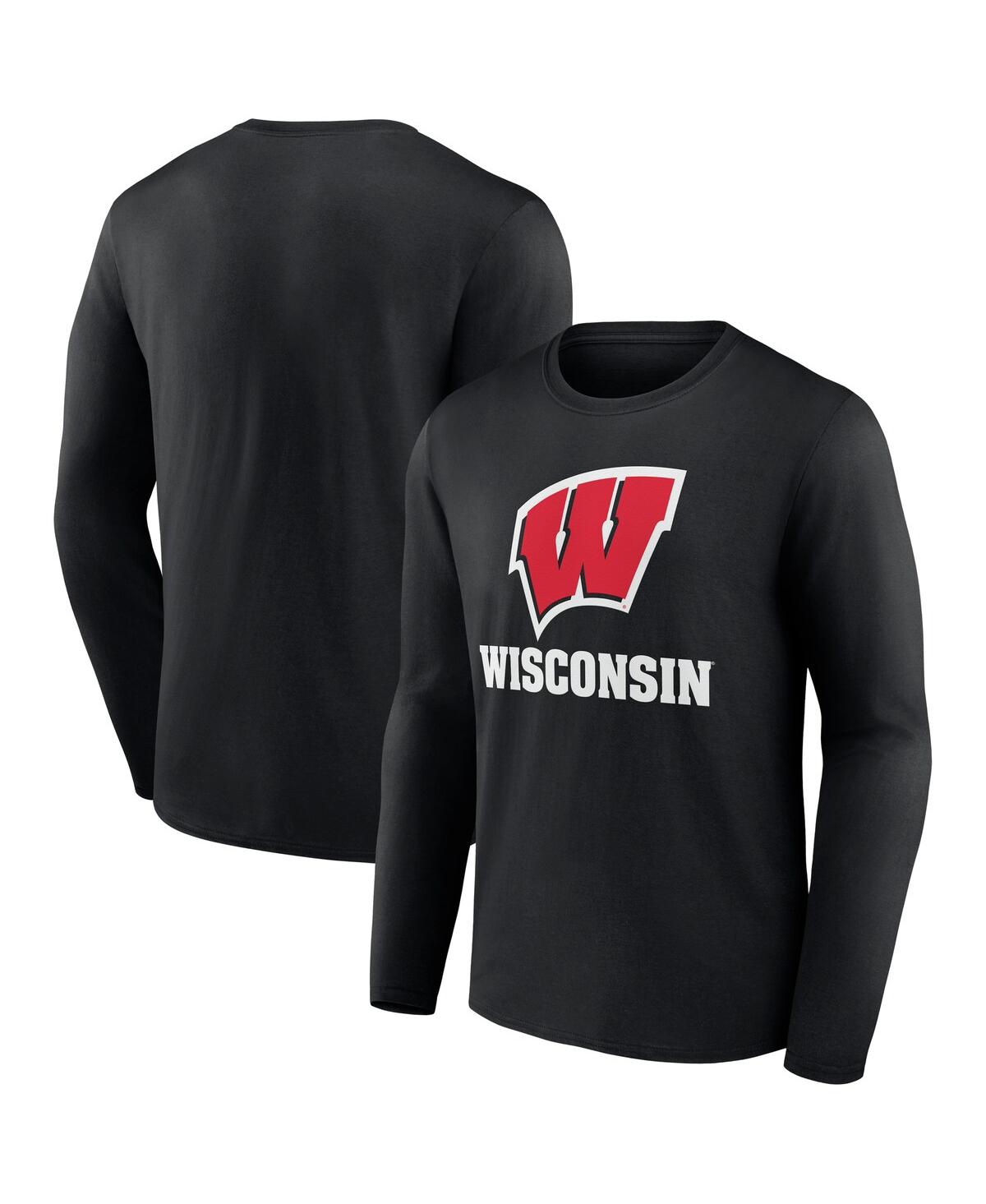 Fanatics Men's Black Wisconsin Badgers Team Lockup Long Sleeve T-shirt In Black