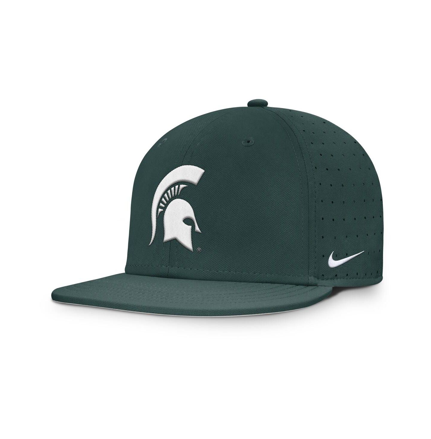 Мужская кепка Nike Green Michigan State Spartans On-Field Dugout True Performance Fitted Hat — фото 1