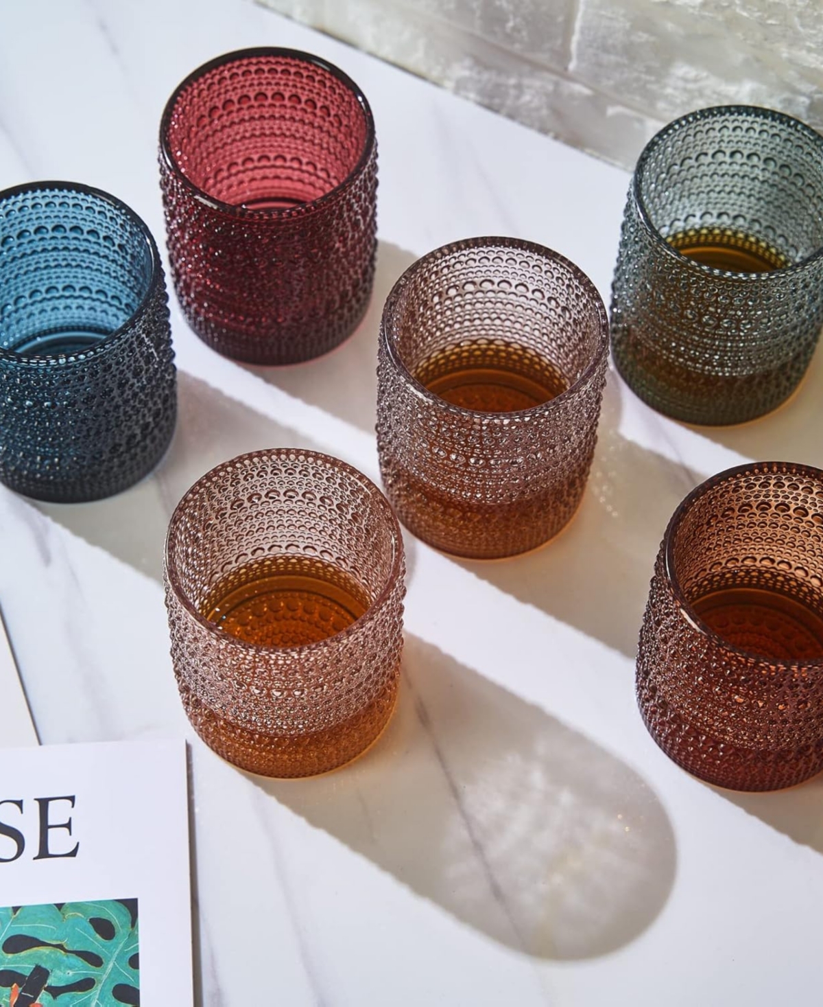 The Wine Savant Khen Beaded Tumbler, Set Of 6 In Gray