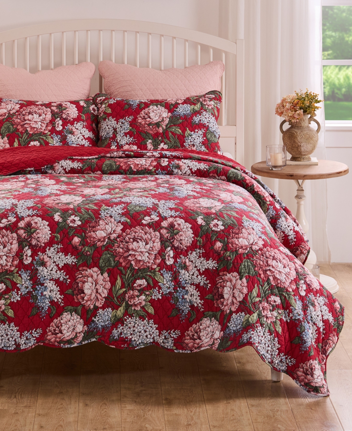 Greenland Home Fashions Millie Modern Floral Print 2-pc. Quilt Set, Twin In Garnet