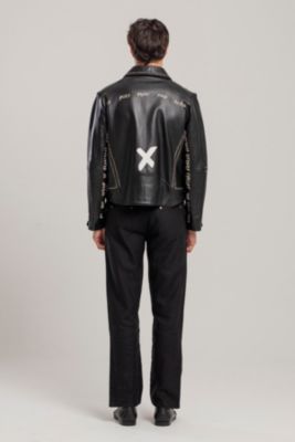 Men's Leather Jacket Stud Rocks Details