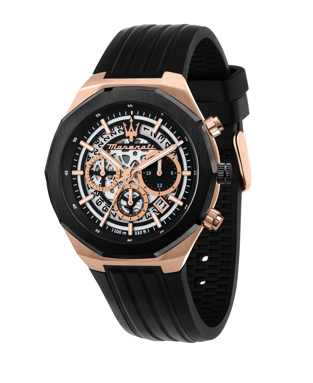 Men's Chronograph Black Silicone Watch, 45mm - Black