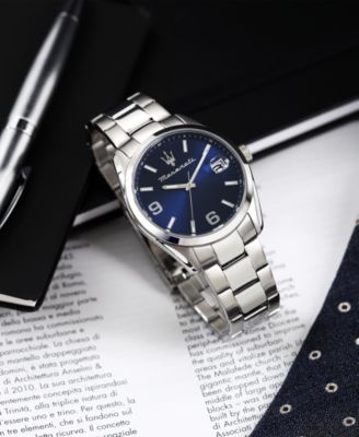 Men's Date Stainless Steel Metal Band Watch, 43mm