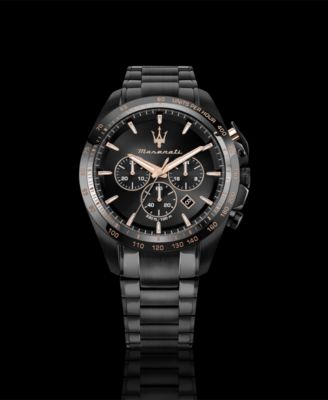 Men's Chronograph Black Metal Band Watch, 45mm