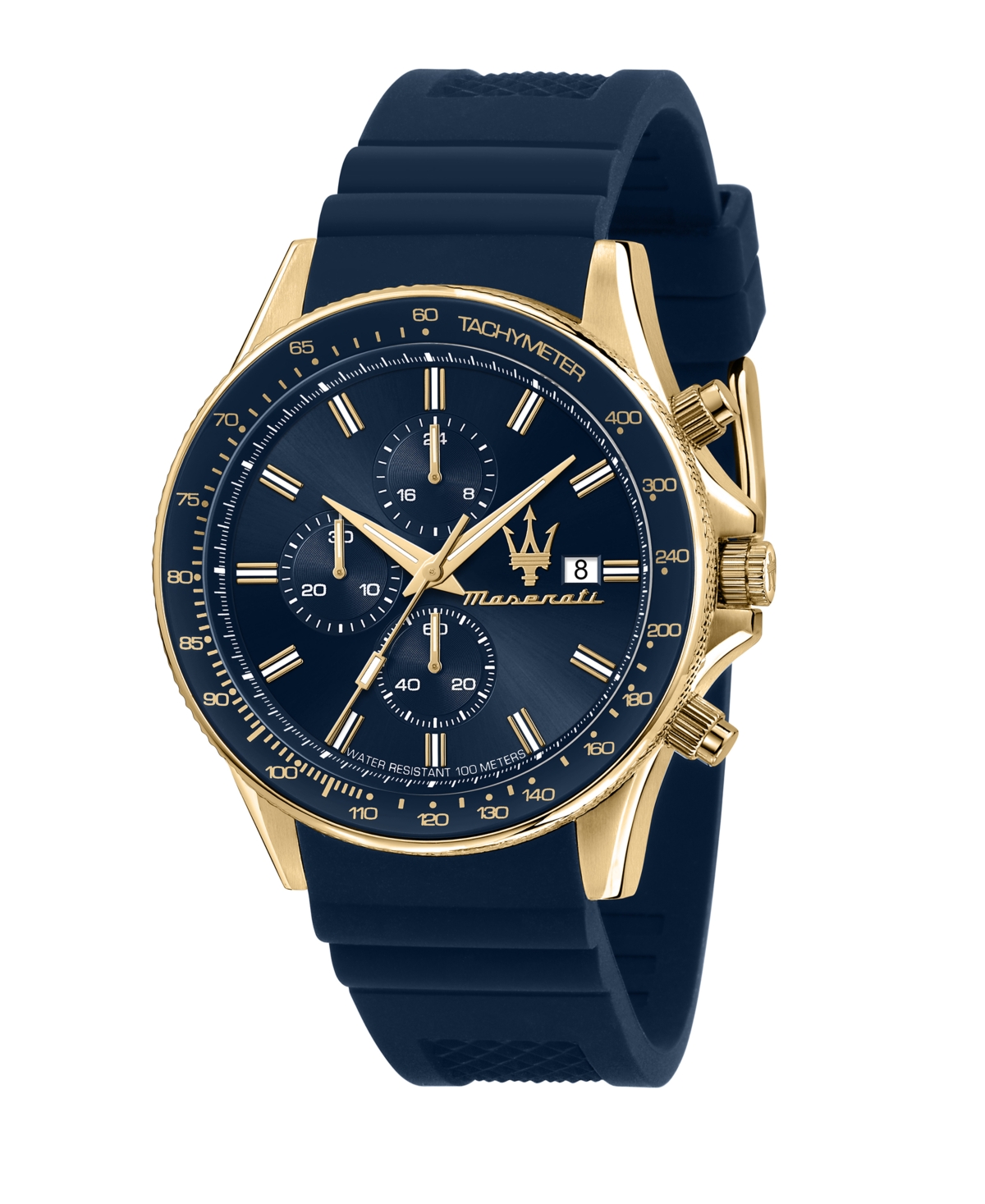 Men's Chronograph Blue Silicone Watch, 44mm - Blue