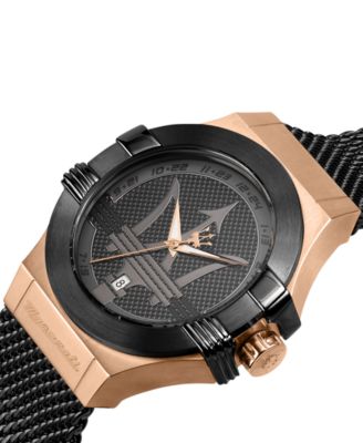 Men's Date Black Metal Band Watch, 42mm