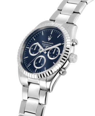 Men's Multifunction Stainless Steel Metal Band Watch, 43mm