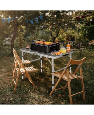 Folding Grill Table for Camping Lightweight Aluminum Metal Grill Stand Table
