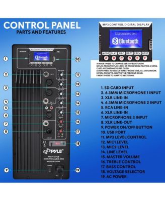 SereneLife 15" Bluetooth PA Speaker System with Recording & FM Radio, 1200W