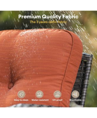 9 Piece Outdoor Patio Furniture with 3 Seat Sofa,All Weather Wicker Coversation Set with Swivel Rocking Chair,Balcony Sofa Set with Solar Nesting Tables and 54'' Fire Pit for Outside Porch Backyard Pool