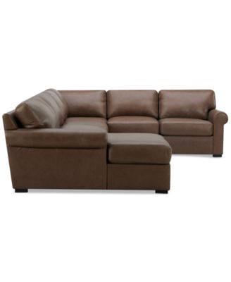 Radley Roll Arm 139" 5-Pc. Leather Square Corner Chaise Sectional, Exclusively at Macy's
